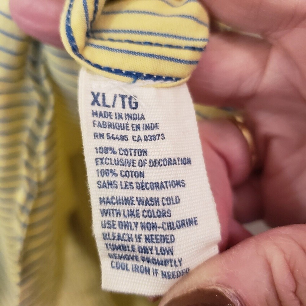 AMERICAN Eagle Outfitters Men's Button Down Yellow Blue Striped Shirt Sz XL Slim - Picture 4 of 4